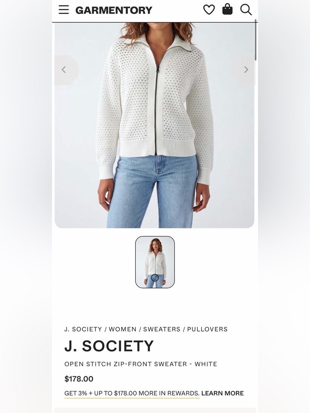 New J. Society White/Cream Zip-Front Knit Cardigan - Picture 5 of 5